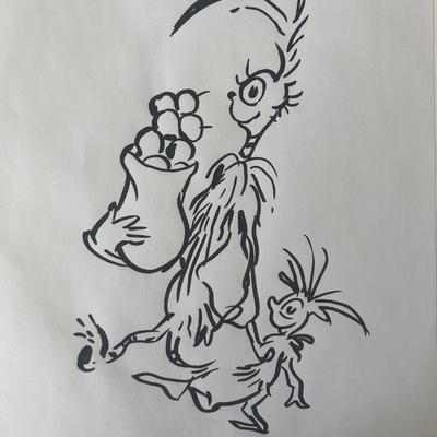 Dr. Seuss hand drawn and signed sketch 
