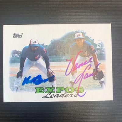 Montreal Expos Vance Law and Hubie Brooks Signed Baseball Trading Card