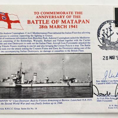 WWII Anniversary of Battle of Cape Matapan Commemorative Signed Cover 