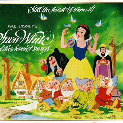 Snow White and the Seven Dwarfs original 1987R vintage display sheet