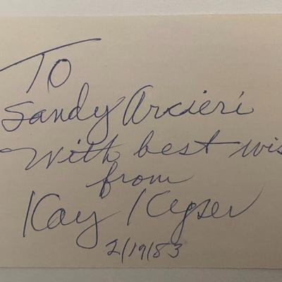 Bandleader Kay Kyser signed note