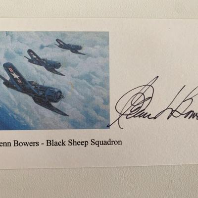 WWII Flying Sheep Squadron Glenn Bowers signed card