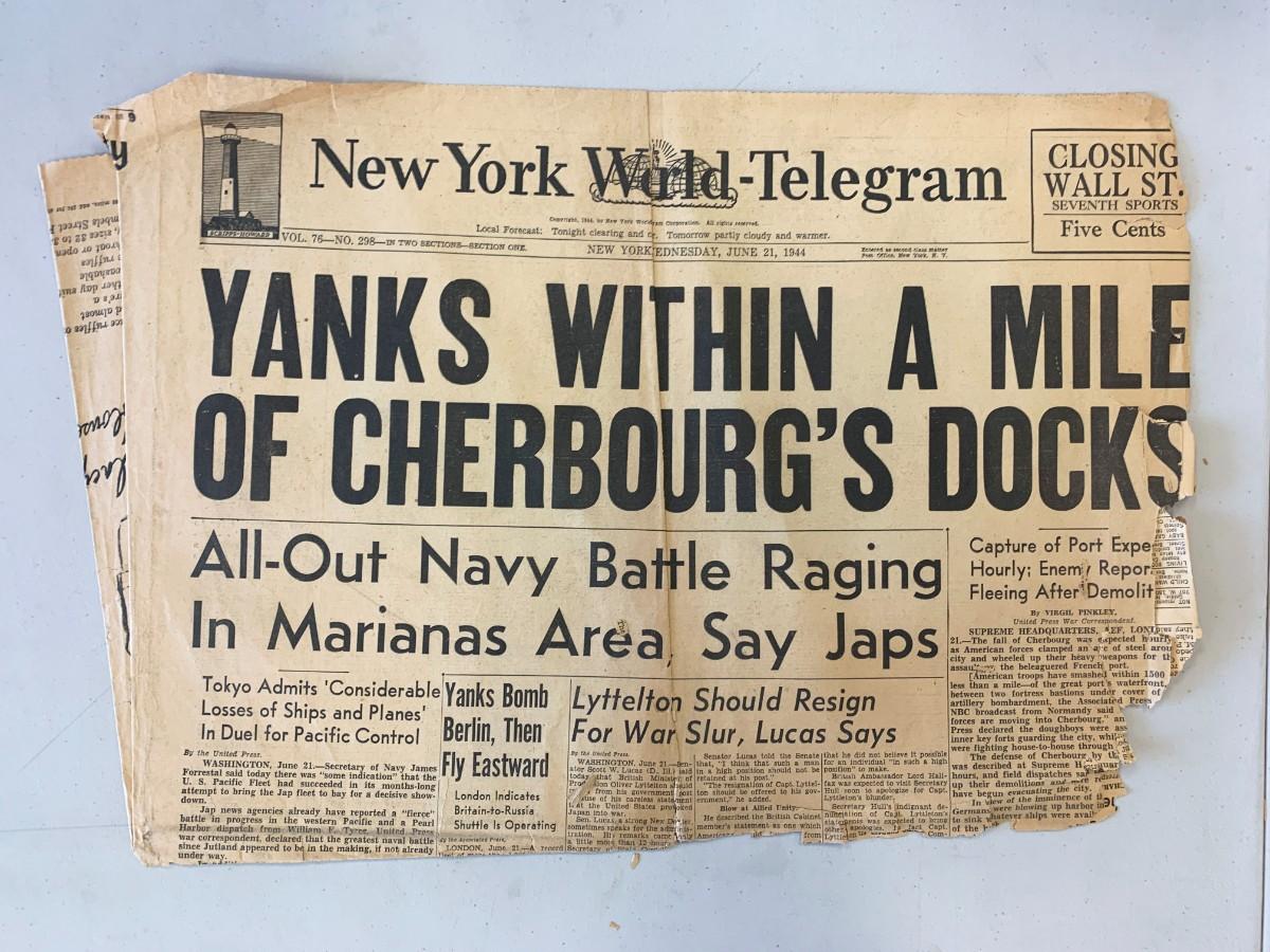 New York World Telegram Original 1944 Vintage Newspaper