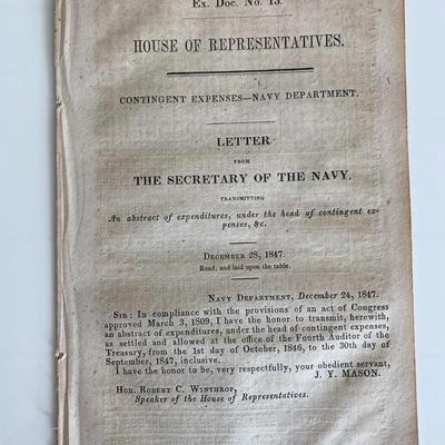 1847 United States. Navy Dept. Letter 