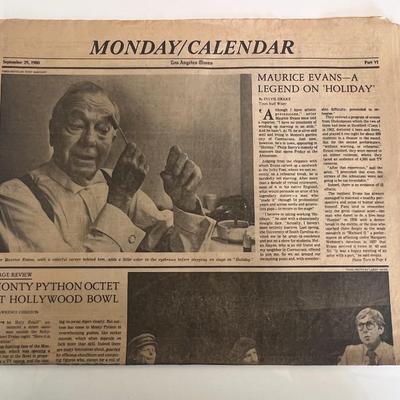 Los Angeles Times 1980 Maurice Evans newspaper 