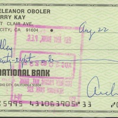 Arch Oboler  signed check