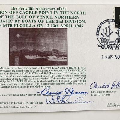WWII Action Off Caorle Point 1945 by 28th MTB Flotilla Signed by 3 Survivors