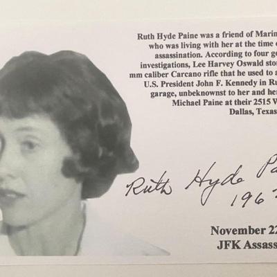 JFK Assassination Ruth Hyde Paine signed card