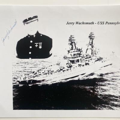 Jerry Wachsmuth Signed USS Pennsylvania WWII Photo