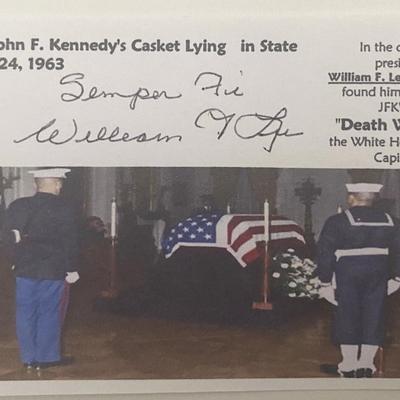JFK Assassination Death Watch U.S. Marines Lt. William F. Lee signed Card