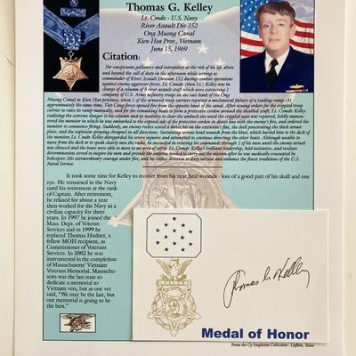 Thomas G. Kelley Signed Card and Medal Of Honor Citation