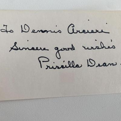 Actress Priscilla Dean original signature