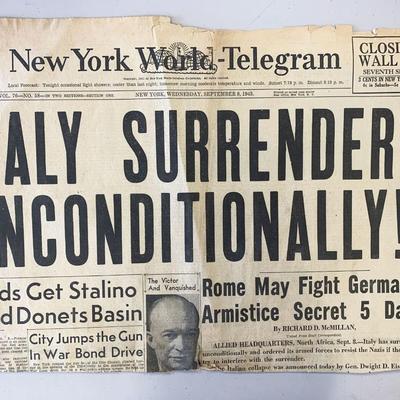 New York World - Telegram Original 1943 Vintage Newspaper