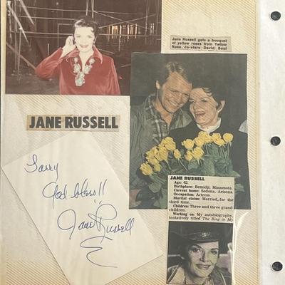 Jane Russell signed photo album page 