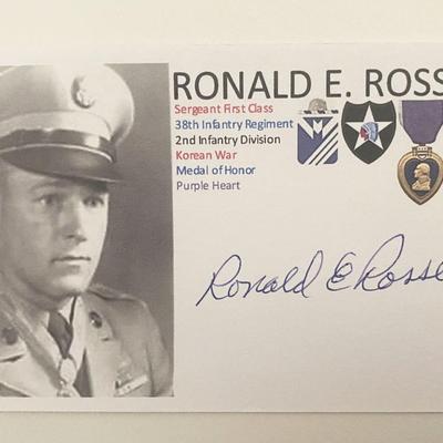 Korean War MOH Recipient Sgt. Ronald E. Rosser Signed Card