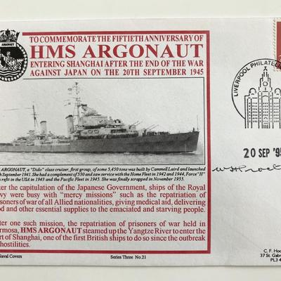 WWII HMS Argonaut Lt W Proctor Signed 50th Anniversary Commemorative Royal Naval Cover