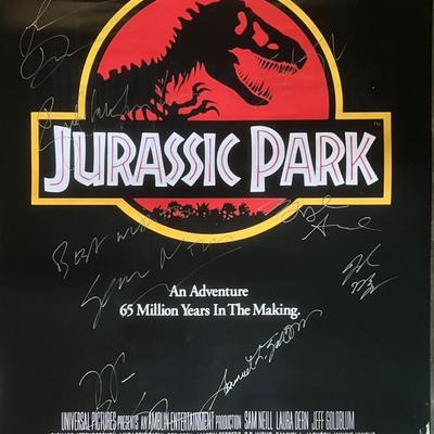 Jurassic Park cast signed movie poster