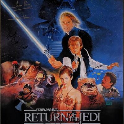 Star Wars Return Of The Jedi Cast Signed Movie Poster