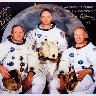Apollo XI photo signed by Armstrong, Collins, & Aldrin 