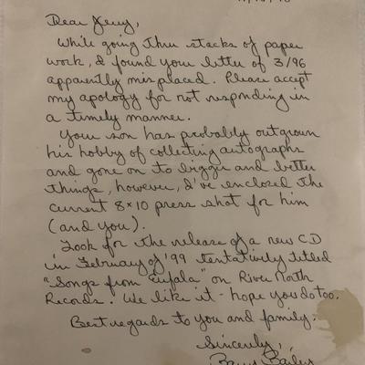 Barry Bailey signed letter