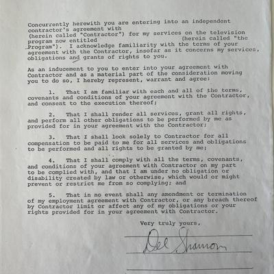 Del Shannon signed contract