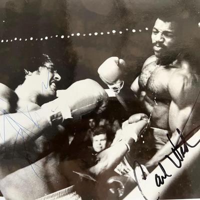Rocky Sylvester Stallone and Carl Weathers signed movie photo