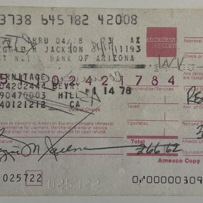 Reggie Jackson signed credit card receipt. GFA authenticated