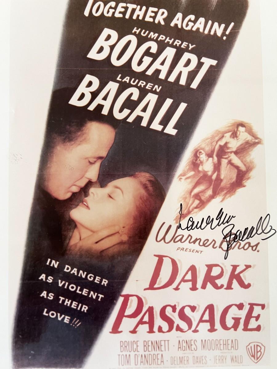 Dark Passage Lauren Bacall signed movie photo | EstateSales.org