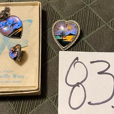 Matching Necklace, Clip Earrings and Pin