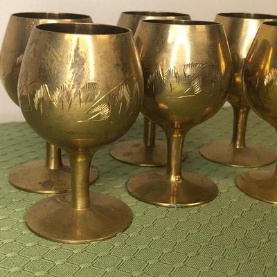 LOT13M: Oil Lamp & Miniature Brass Goblets