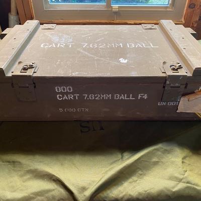 LOT 74C:  Vintage Wooden Military Ammunition Box & Storage Crates