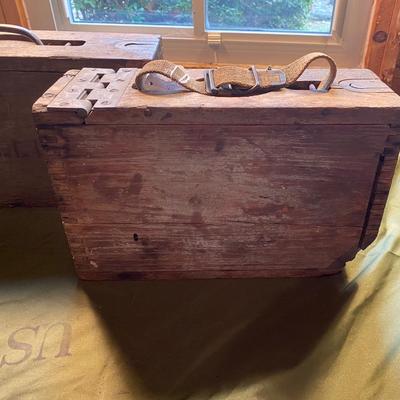 LOT 74C:  Vintage Wooden Military Ammunition Box & Storage Crates