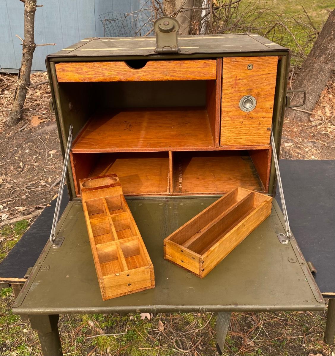 LOT 131 1944 US Army Company Records Chest For Field Desk