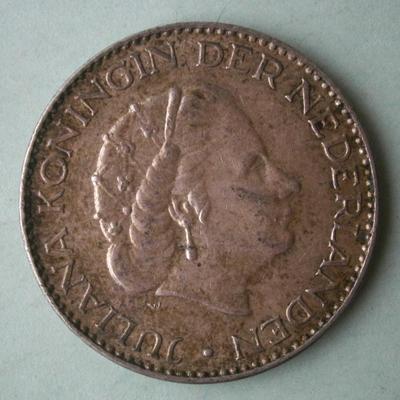 NETHERLANDS 1955 One Gulden Silver Coin