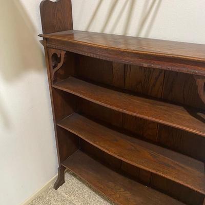 Antique Oak Three Shelf Bookcase Display Cabinet HUNTINGTON BEACH