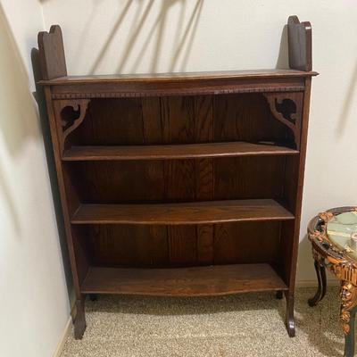 Antique Oak Three Shelf Bookcase Display Cabinet HUNTINGTON BEACH