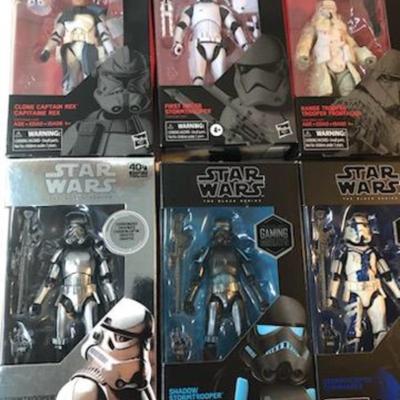 Star Wars Lot of 6â€ Storm troopers and captain, 6 total in boxes, Troopers Lot