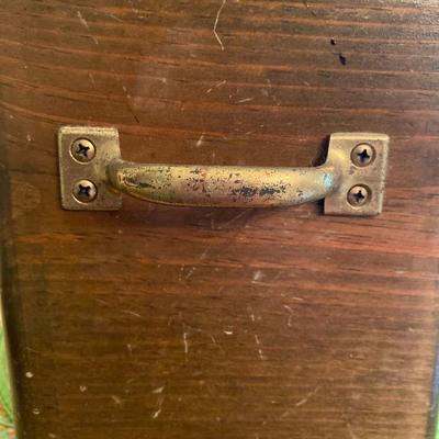 Vintage Wooden Ice Bucket with Brass Letters and Hardware