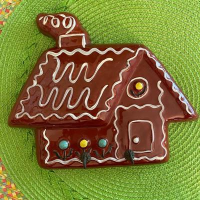 Vintage Ceramic Gingerbread House Wall Art