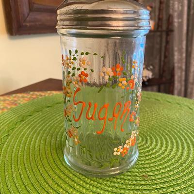 Vintage Hand Painted Glass Sugar Pourer