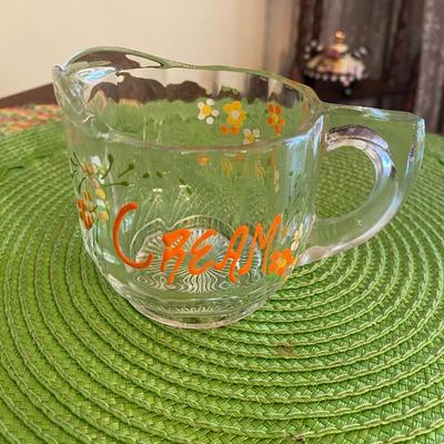 Vintage Hand Painted Glass Creamer