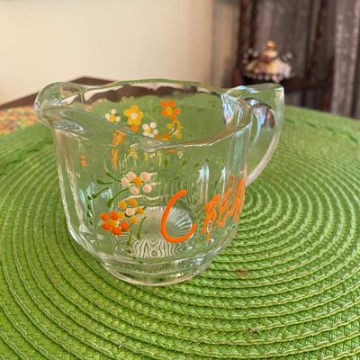 Vintage Hand Painted Glass Creamer