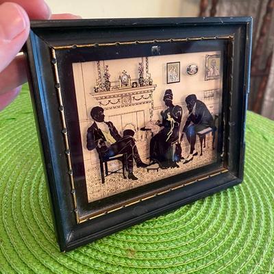 Victorian Reverse Painting on Glass "Two Strings to Her Bow"
