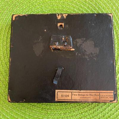 Victorian Reverse Painting on Glass "Two Strings to Her Bow"