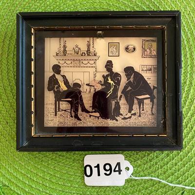 Victorian Reverse Painting on Glass "Two Strings to Her Bow"