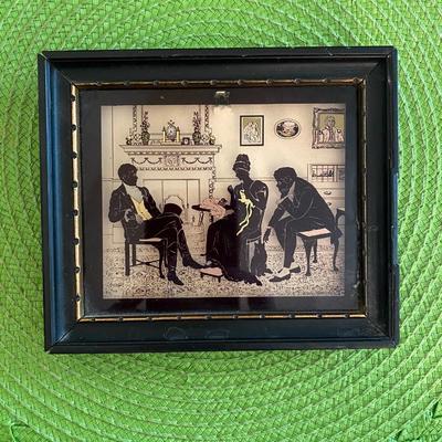 Victorian Reverse Painting on Glass "Two Strings to Her Bow"