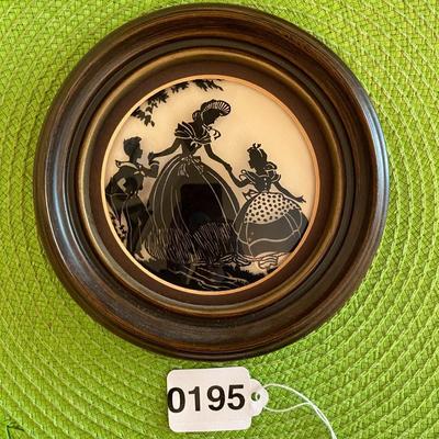 Victorian Silhouette  Reverse Painting on Convex Glass