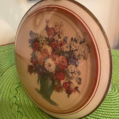 Vintage Convex Glass Peter Watsons Studio Floral Wall Art 1940's