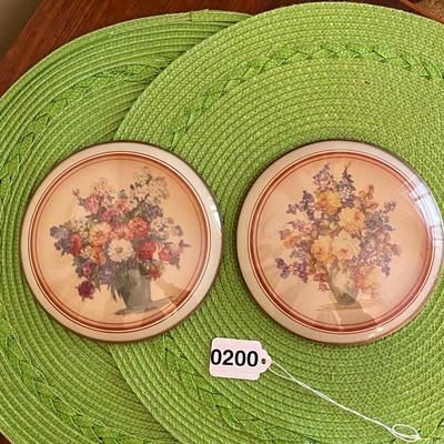 Vintage Convex Glass Peter Watsons Studio Floral Wall Art 1940's