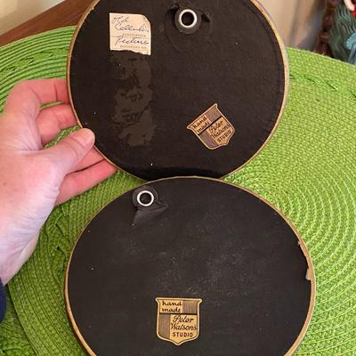 Vintage Convex Glass Peter Watsons Studio Floral Wall Art 1940's